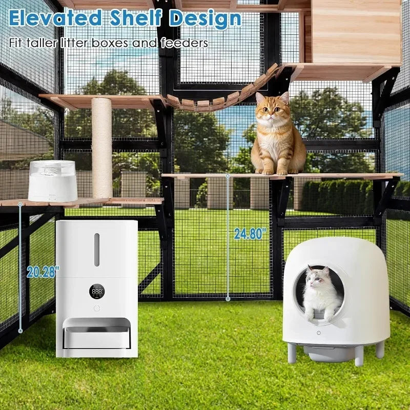 FunXplore 71.1" L Large Cat Catio Outdoor Cat Enclosure Window Acess, Walk-in Cat Cage  House for Multiple Indoor Outdoor