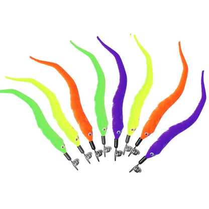 5pcs Colorful Cat Teaser Wand Rod Chase Toys. Replacement Refill Plush Worms. Pet Cat Tease Interactive Training Playing Stick Toy