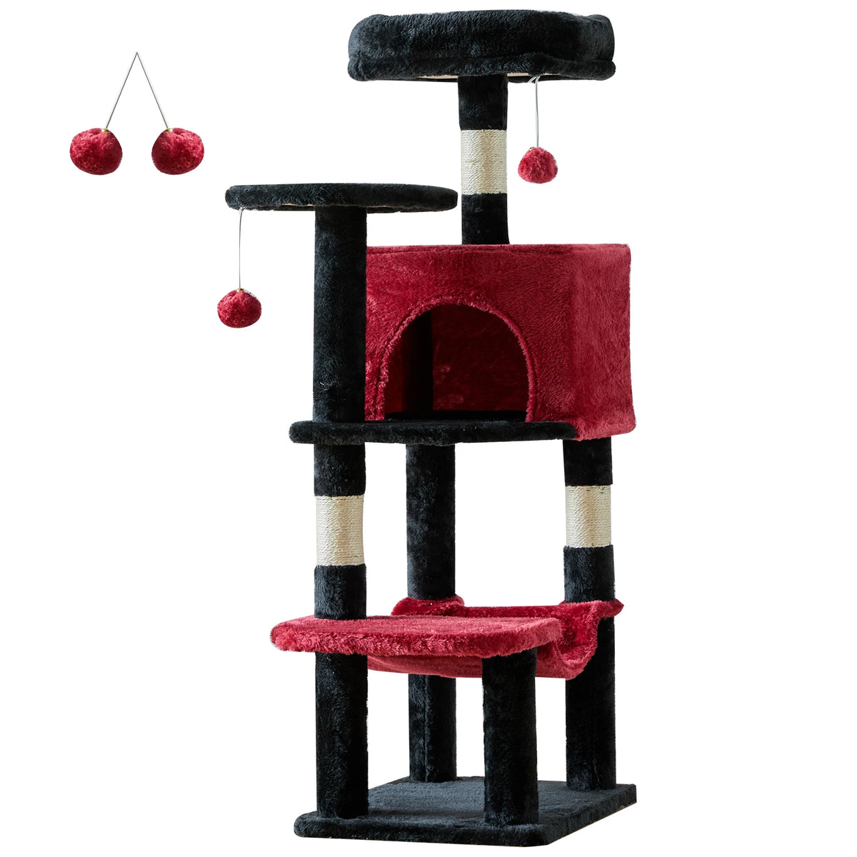 JJHK 44In Cat Tree Tall Multi-Cat Climbing Tower for Pets! Natural Sisal Scratching Posts Stable Pet House for Indoor Cats! - JanesWaggingWonders