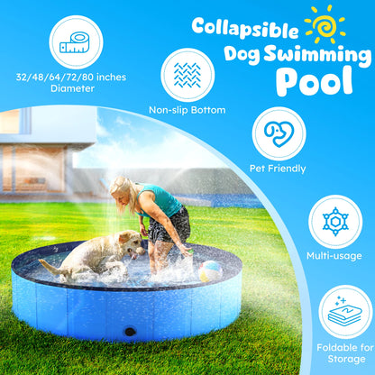 Portable Dog Pool, Foldable Pet Swimming Tub, Anti-Slip Collapsible Pet Bathtub, Hard Plastic Bath Pool for  Dogs and Cats!