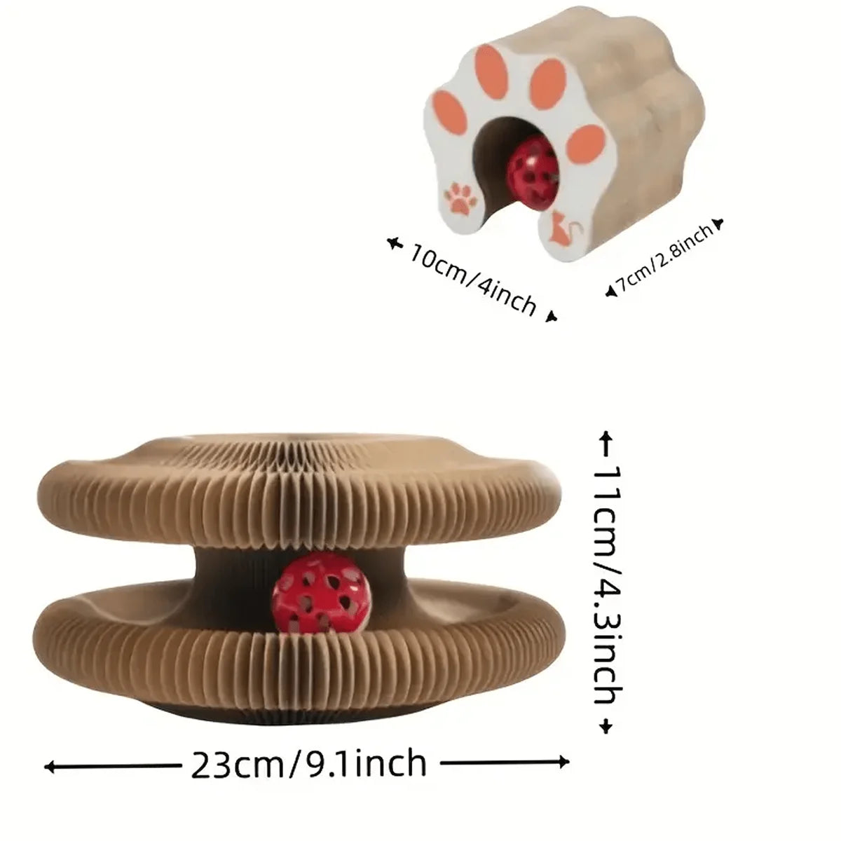 Foldable Cat Scratcher with Bell & Catnip - Multi-Level Cardboard Toy for Cats & Kittens, 
Durable Claw Sharpener