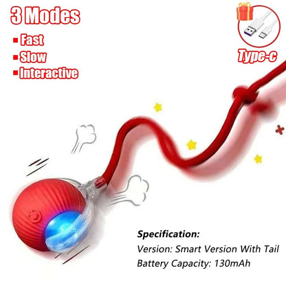 1~3pcs Cat Interactive Ball Toy. Automatic Rolling Ball Tail!  Rechargeable Smart Pet Electric Toy. Dog & Cat Training Imitates Mouse!