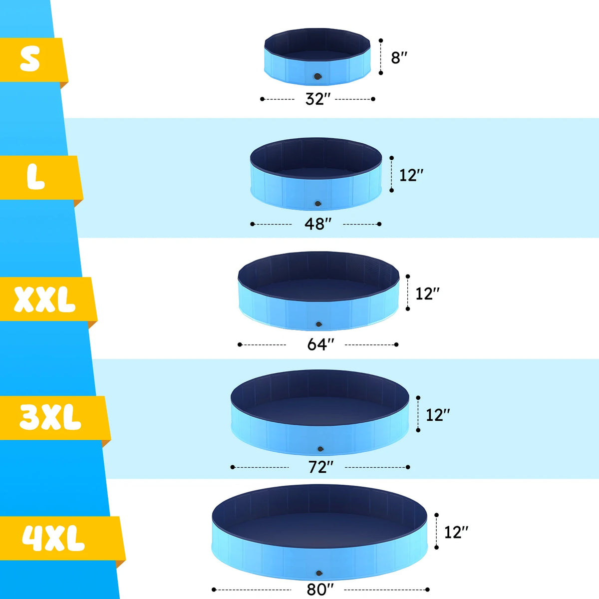 Portable Dog Pool, Foldable Pet Swimming Tub, Anti-Slip Collapsible Pet Bathtub, Hard Plastic Bath Pool for  Dogs and Cats!