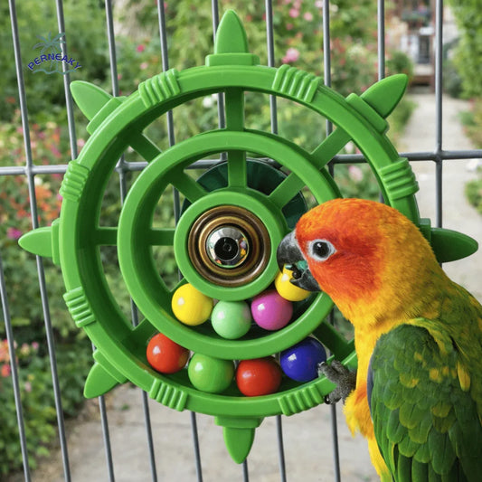 Rudder Shaped Parrot Spinner Rattle Toy. Bite Resistant Colorful Beads. 
Interactive Spinning Wheel Plastic.