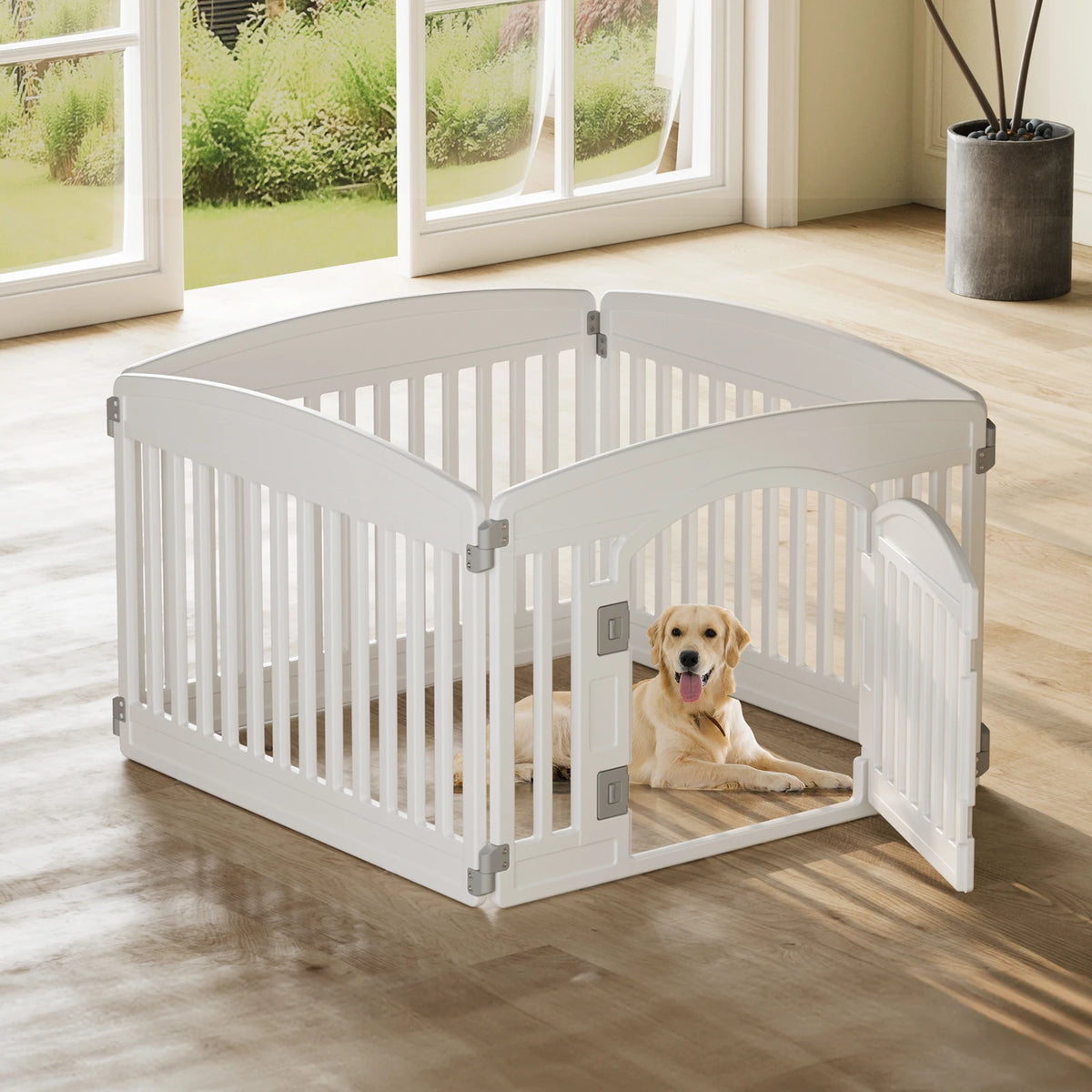 Plastic Portable Indoor Outdoor Dog Playpen 6 Panel 24IN Expandable & Durable Pet Fence for Medium Dogs - JanesWaggingWonders