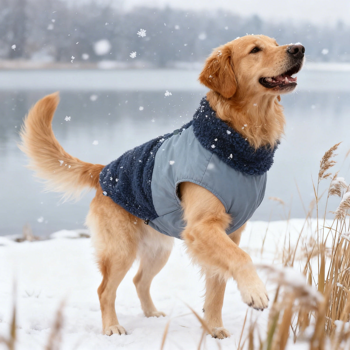 The lambskin material autumn and winter jacket for dogs is warm and comfortable - JanesWaggingWonders