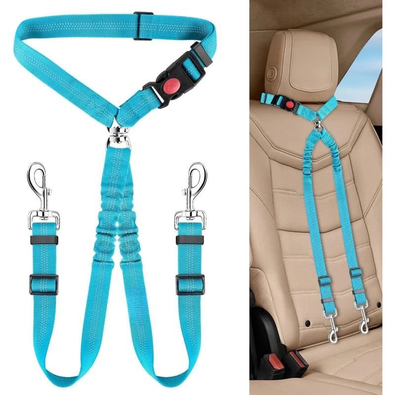 1Pcs Pet Dog & Cat Seat Belt Car. Car Safety Rope One Belt Two Dog Leash