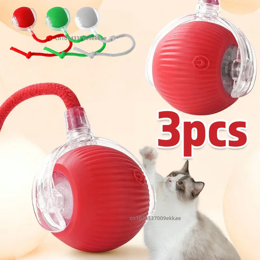 1~3pcs Cat Interactive Ball Toy. Automatic Rolling Ball Tail!  Rechargeable Smart Pet Electric Toy. Dog & Cat Training Imitates Mouse!