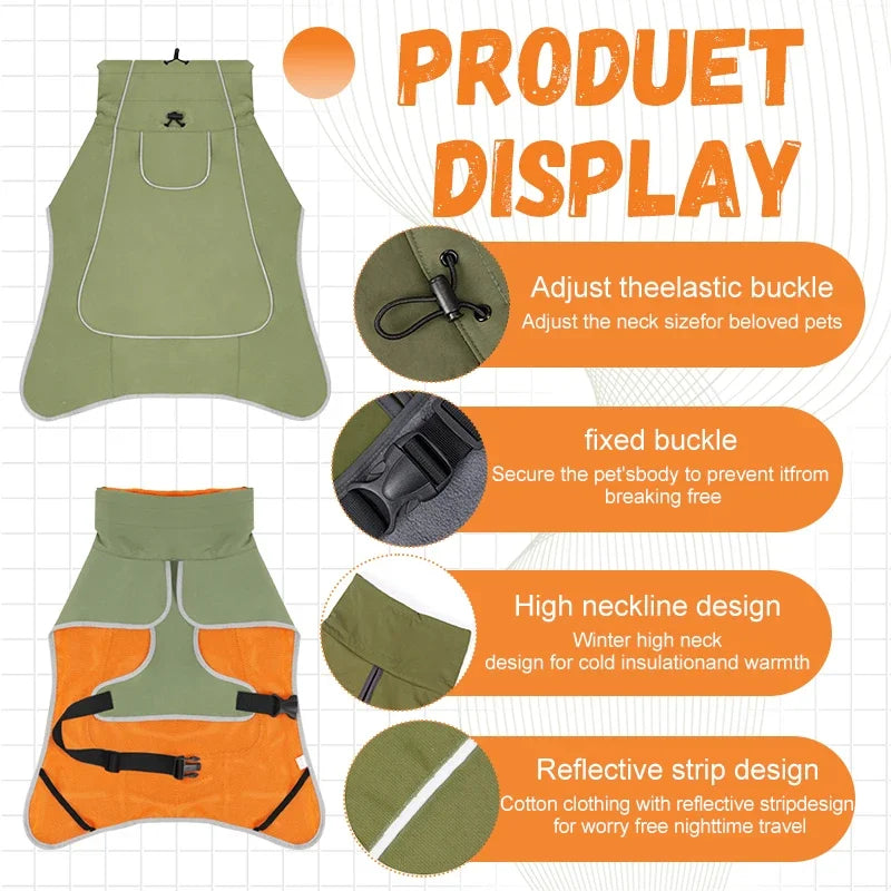 Dog Raincoat Windbreaker; Waterproof for All Dog Sizes. Outdoor Jacket with Reflective Strip, Adjustable Straps & Snap Button - JanesWaggingWonders