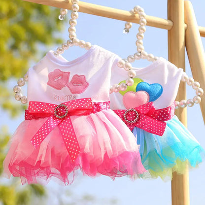 Fashion Bowknot Dog Dress, Skirts Mesh Lace Bow Knot Princess Dress! Clothes for Small & Medium Dogs.