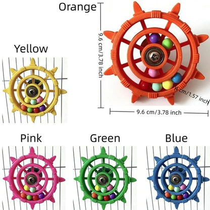 Rudder Shaped Parrot Spinner Rattle Toy. Bite Resistant Colorful Beads. 
Interactive Spinning Wheel Plastic.