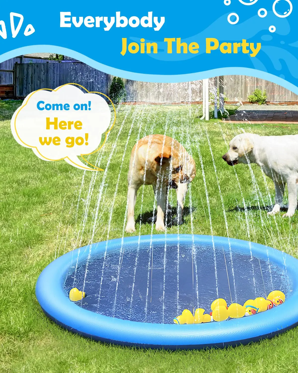 Dog Splash Pad Sprinkler Pool – Thick Anti-Slip Splash Mat for Dogs & Kids, Outdoor Summer Water Play Toy.
Backyard Sprinkler Fountain, Durable PVC Cooling Play Pad