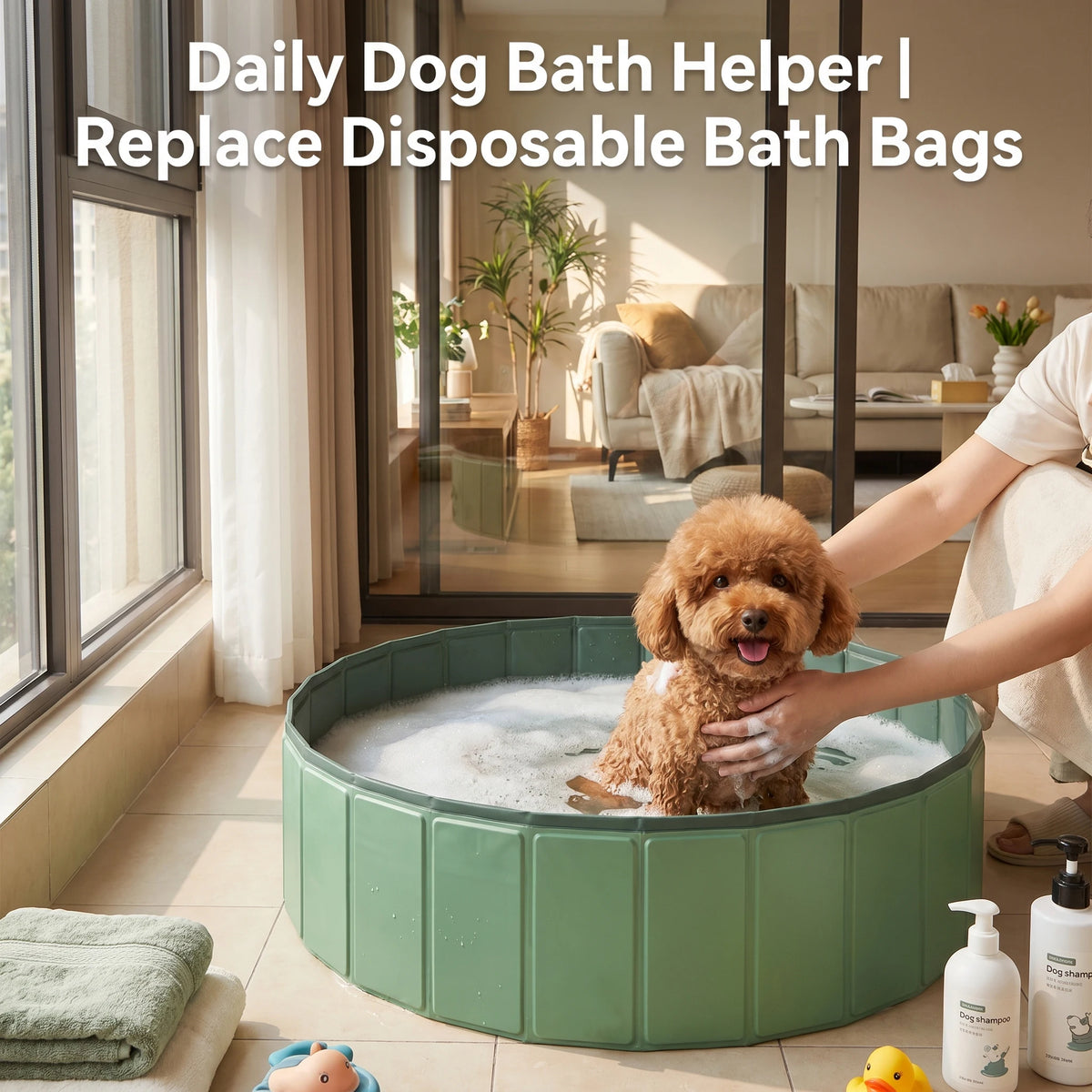 Foldable Anti-Scratch PVC Dog Pool, Thick No-Inflate Pet Bath Tub with Quick Drain, 
Portable Swimming Pool for Dogs, Cats, Kids, Outdoor Water & Sand Play