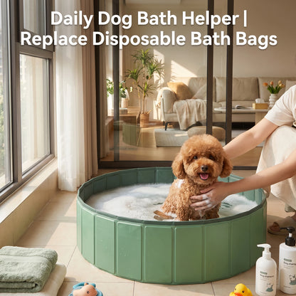 Foldable Anti-Scratch PVC Dog Pool, Thick No-Inflate Pet Bath Tub with Quick Drain, 
Portable Swimming Pool for Dogs, Cats, Kids, Outdoor Water & Sand Play