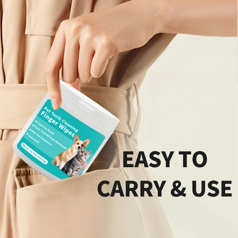 Pet teeth cleaning wipes, cats and dogs, pet cleaning wipes, gloves that can be licked!