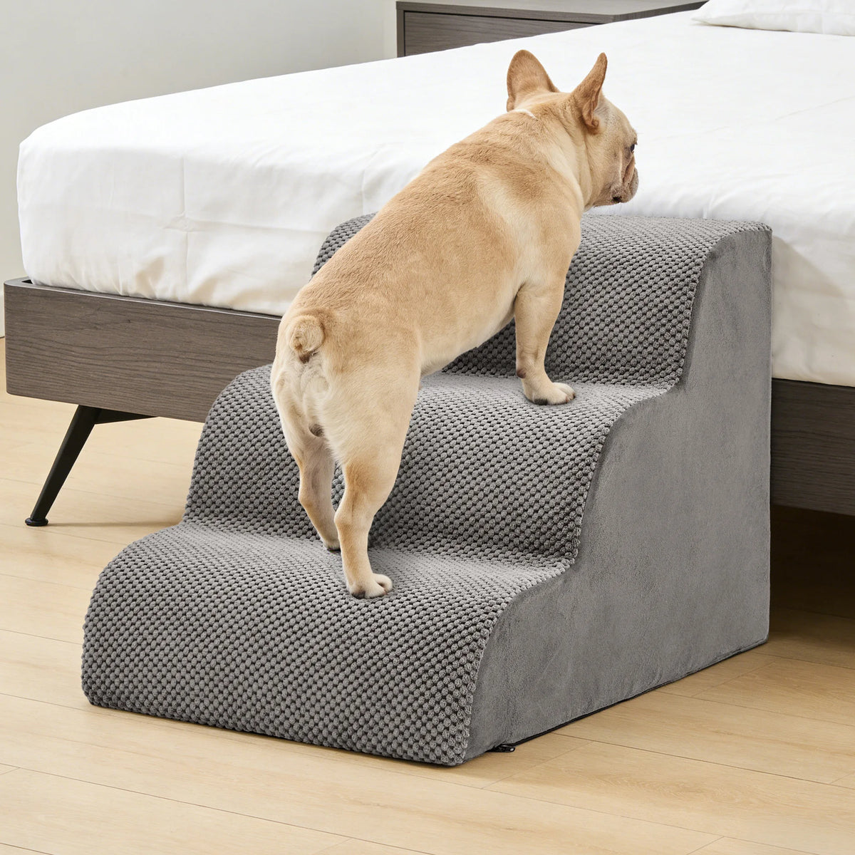 JHK 3-5 Step High-Density Curved Foam Dog Stairs! Ramp for Small Dogs & Cats Indoor Non-Slip Pet Ladder Ramp Stairs!