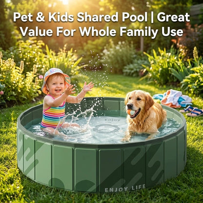 Foldable Anti-Scratch PVC Dog Pool, Thick No-Inflate Pet Bath Tub with Quick Drain, 
Portable Swimming Pool for Dogs, Cats, Kids, Outdoor Water & Sand Play