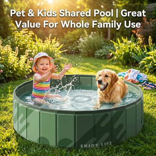 Foldable Anti-Scratch PVC Dog Pool, Thick No-Inflate Pet Bath Tub with Quick Drain, 
Portable Swimming Pool for Dogs, Cats, Kids, Outdoor Water & Sand Play