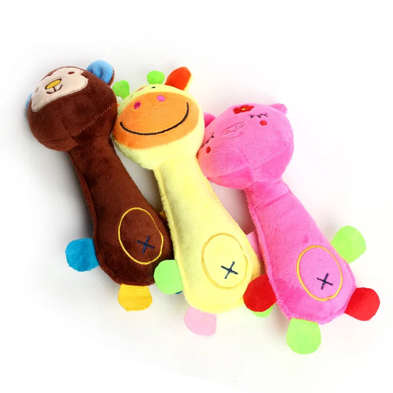 Durable Pet Dog Plush Toy. Animal Shape with Squeaky for Small Dogs. Puppy Chew Tooth Cleaning Toys.