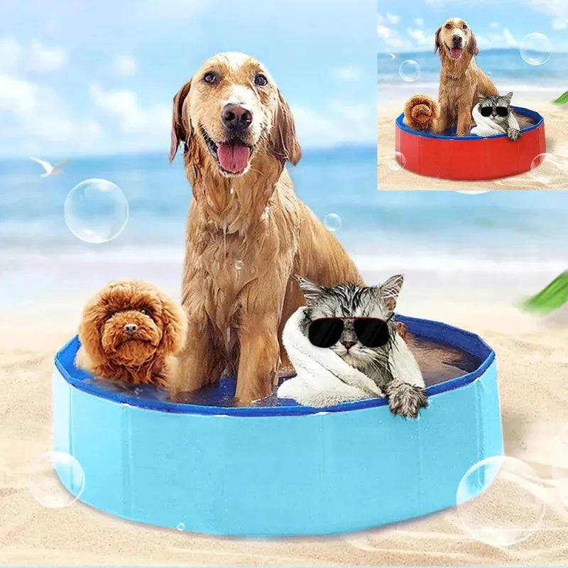 Portable PVC Pet Swimming Pool. Foldable Summer Swimming Pool. Non-slip Pet Bath Pet Cleaning Water Basin.