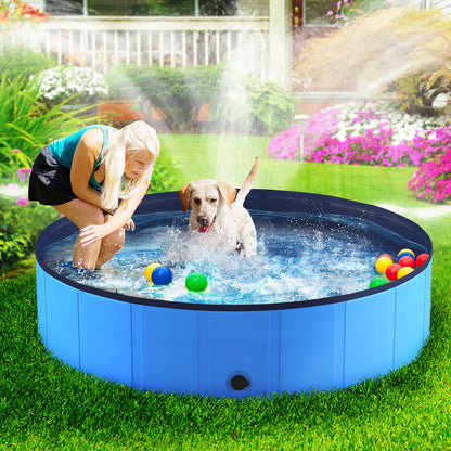 Portable Dog Pool, Foldable Pet Swimming Tub, Anti-Slip Collapsible Pet Bathtub, Hard Plastic Bath Pool for  Dogs and Cats!