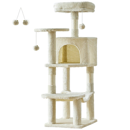 JJHK 44In Cat Tree Tall Multi-Cat Climbing Tower for Pets! Natural Sisal Scratching Posts Stable Pet House for Indoor Cats! - JanesWaggingWonders