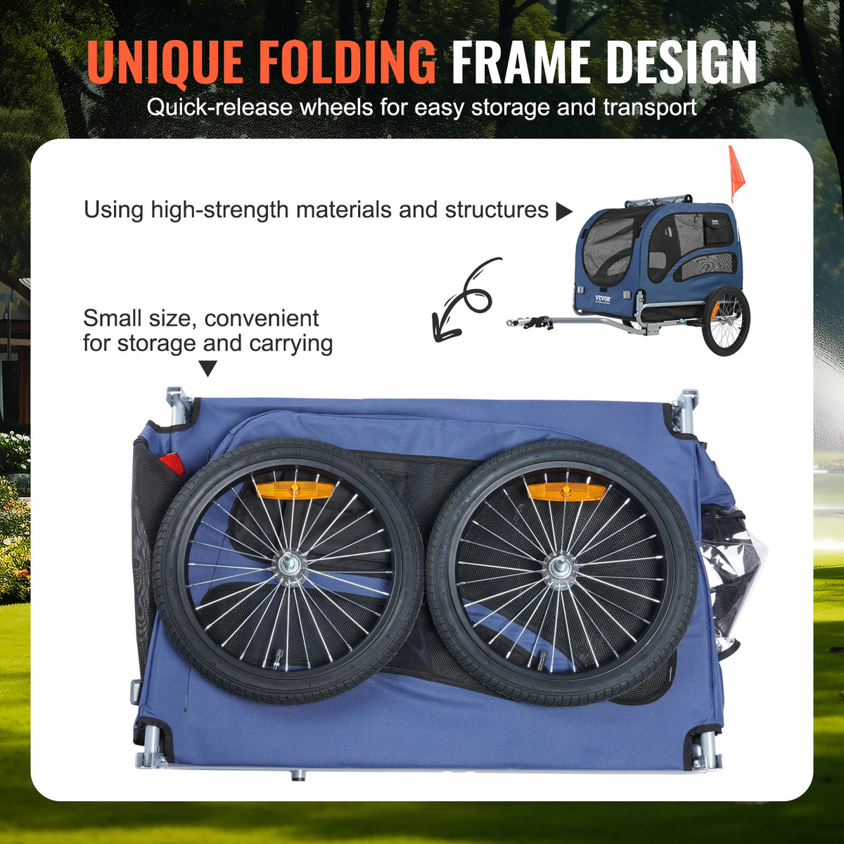 Pet Cart Bicycle Carrier Dog & Cat Bike Trailer with Coupler, Reflectors & Flag!  Collapsible to Store!