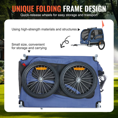 Pet Cart Bicycle Carrier Dog & Cat Bike Trailer with Coupler, Reflectors & Flag!  Collapsible to Store!
