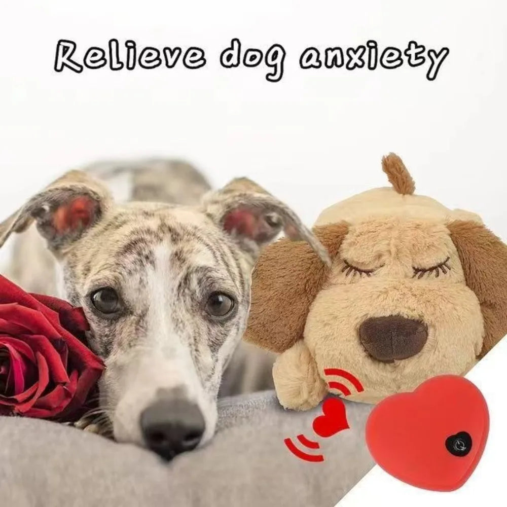 Sleep Aid Dog Heartbeat Toy.  Anxiety Relief, Behavioral Training. Lying Dog Fidget Toy. 
Stuffed Animal Soft Puppy Plush Doll.