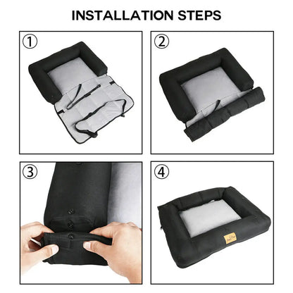 Car Seat Bed for Dog Waterproof Pet Cushion. Bed Mat Dog Carrier with Removable Pad Cover and Safety Belt 3 Sizes!