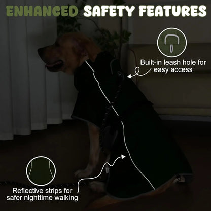 Dog Raincoat Windbreaker; Waterproof for All Dog Sizes. Outdoor Jacket with Reflective Strip, Adjustable Straps & Snap Button - JanesWaggingWonders