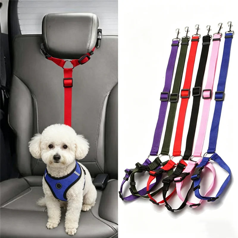 Adjustable Anti-Escape Pet Car Seat Belt Dog Cat Headrest! Safety Restraint, Portable Travel Safety Leash For pets!