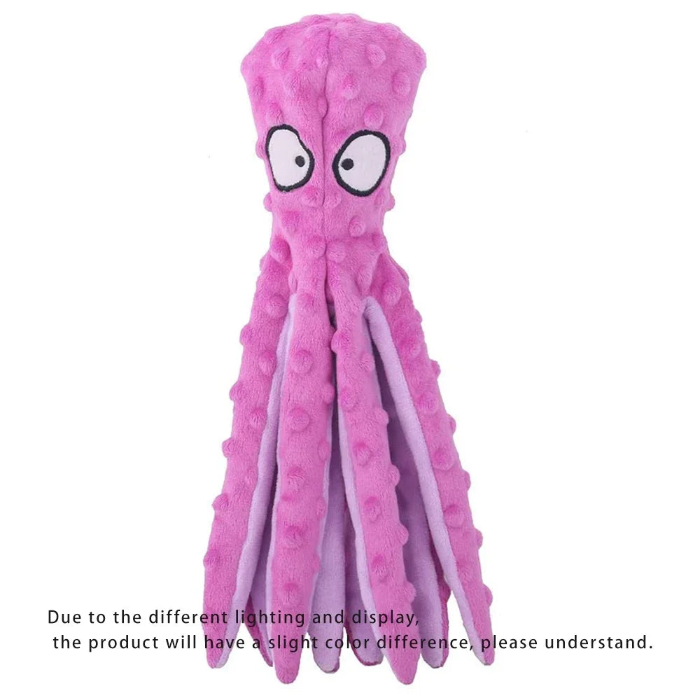 Dog Squeaky Toys Octopus - No Stuffing Crinkle Plush Dog Toys for Puppy Teething Durable Interactive Dog Chew Toys for Small M