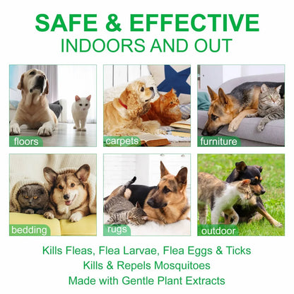 100ml Natural Pet Care Topical Flea & Tick Spray for Dogs & Cats with Fresh Fragrance Peppermint Oil and Eugenol