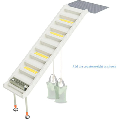 Foldable Dog Pool Ramp with 33" Legs for Free Height Adjustment, Safe & Easy Access dog water ramp for pool, Pool Ramp for Dogs!